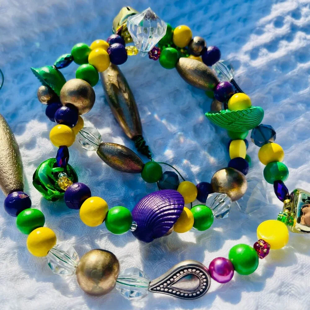 Hand Painted Beaded Mardi Gras Garland #3733
